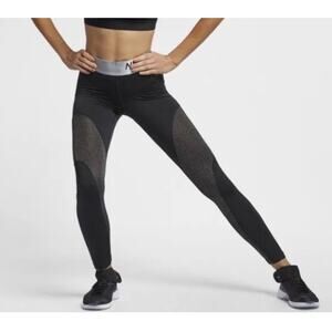 Nike Pro Warm 7/8 Length Obsidian Sparkle Training Tights Black AO9228 Sz XL